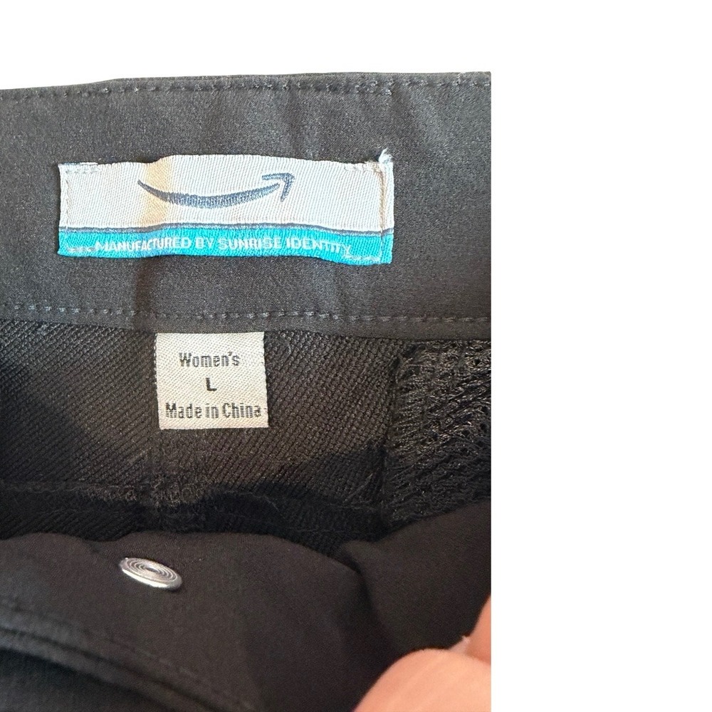 Amazon Employee Uniform Cargo Shorts Black Women Large Workwear Utility Logo - Picture 3 of 5